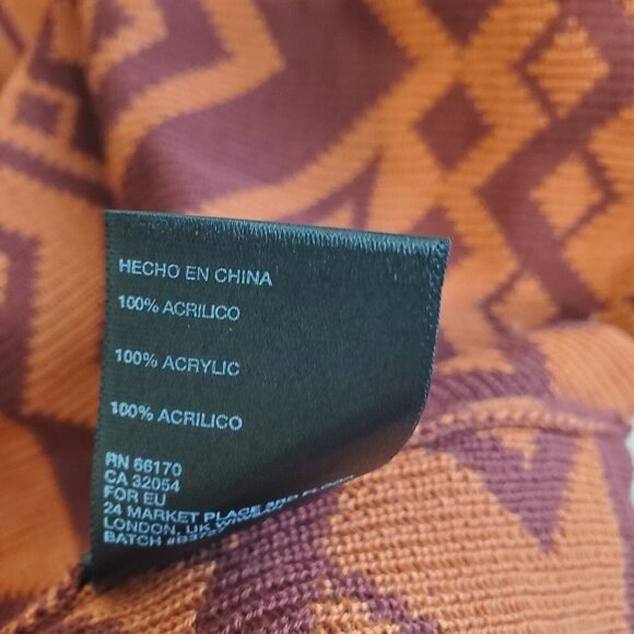 Staring at Stars Cardigan Sweater XS Orange Boho Southwestern Aztec Waterfall - Picture 5 of 11